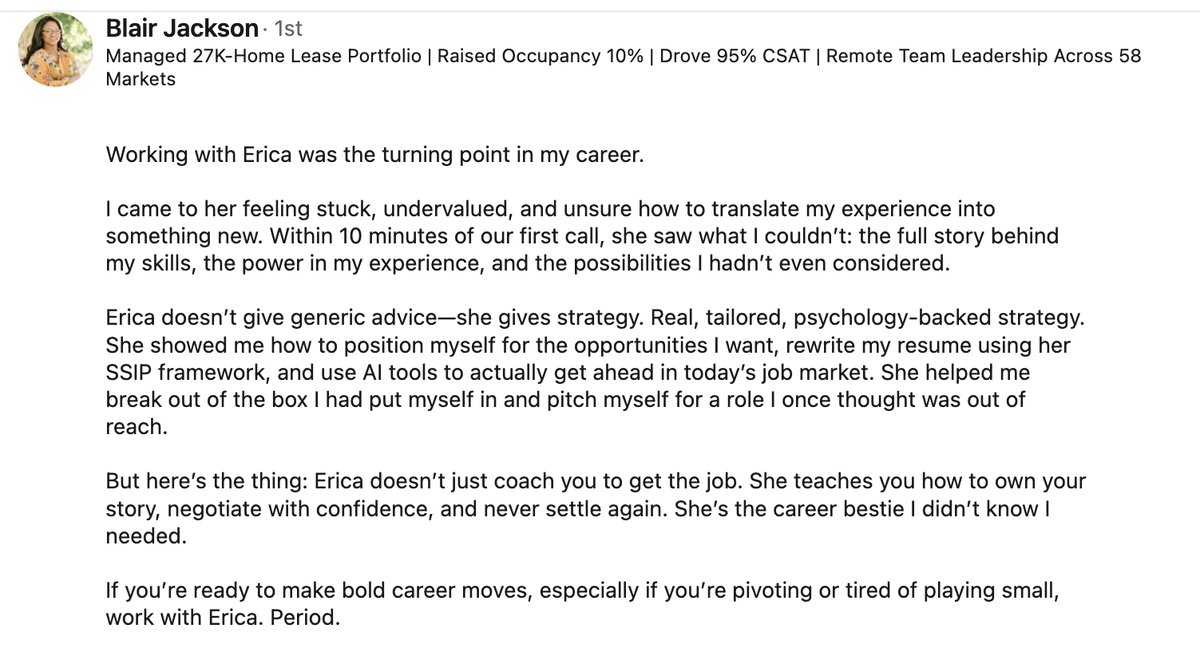 Recommendation from Blair Jackson, operations leader