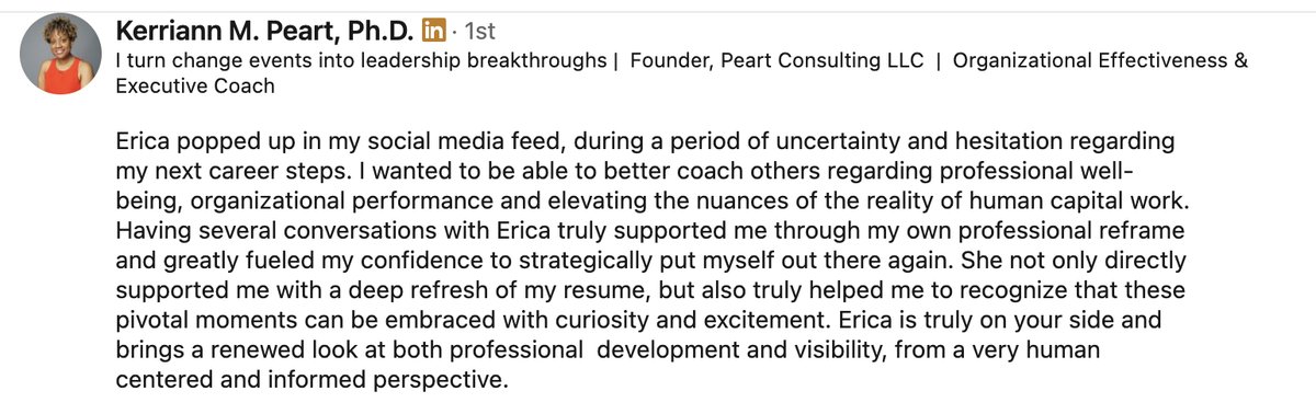 Recommendation from Kerriann M. Peart, Ph.D., Founder of Peart Consulting