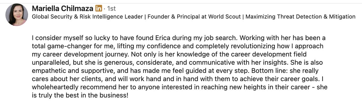 Recommendation from Mariella Chilmaza, Global Security and Risk Intelligence Leader